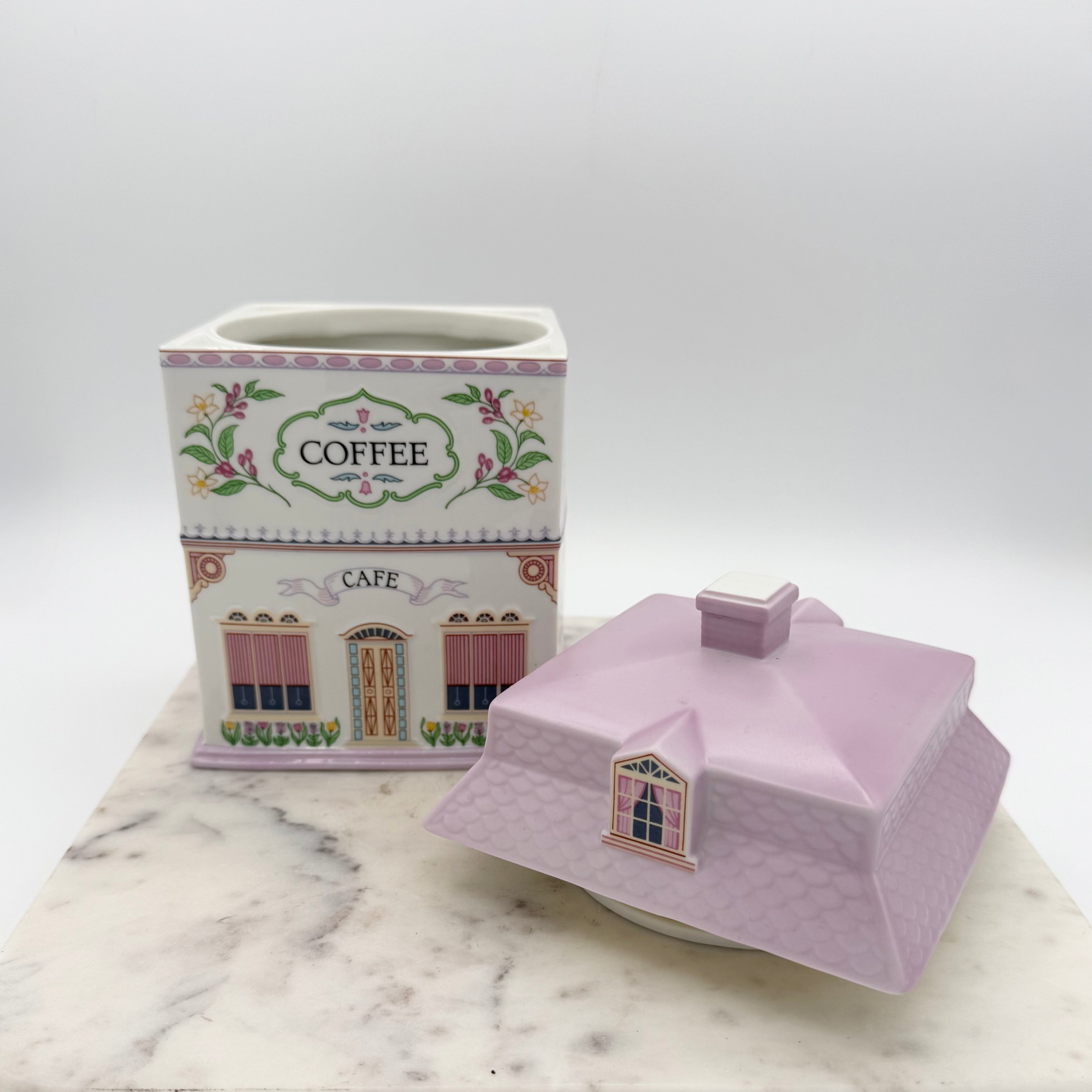 Lenox Village “Coffee” House Canister | Fine Porcelain Café Kitchen Canister (1990)