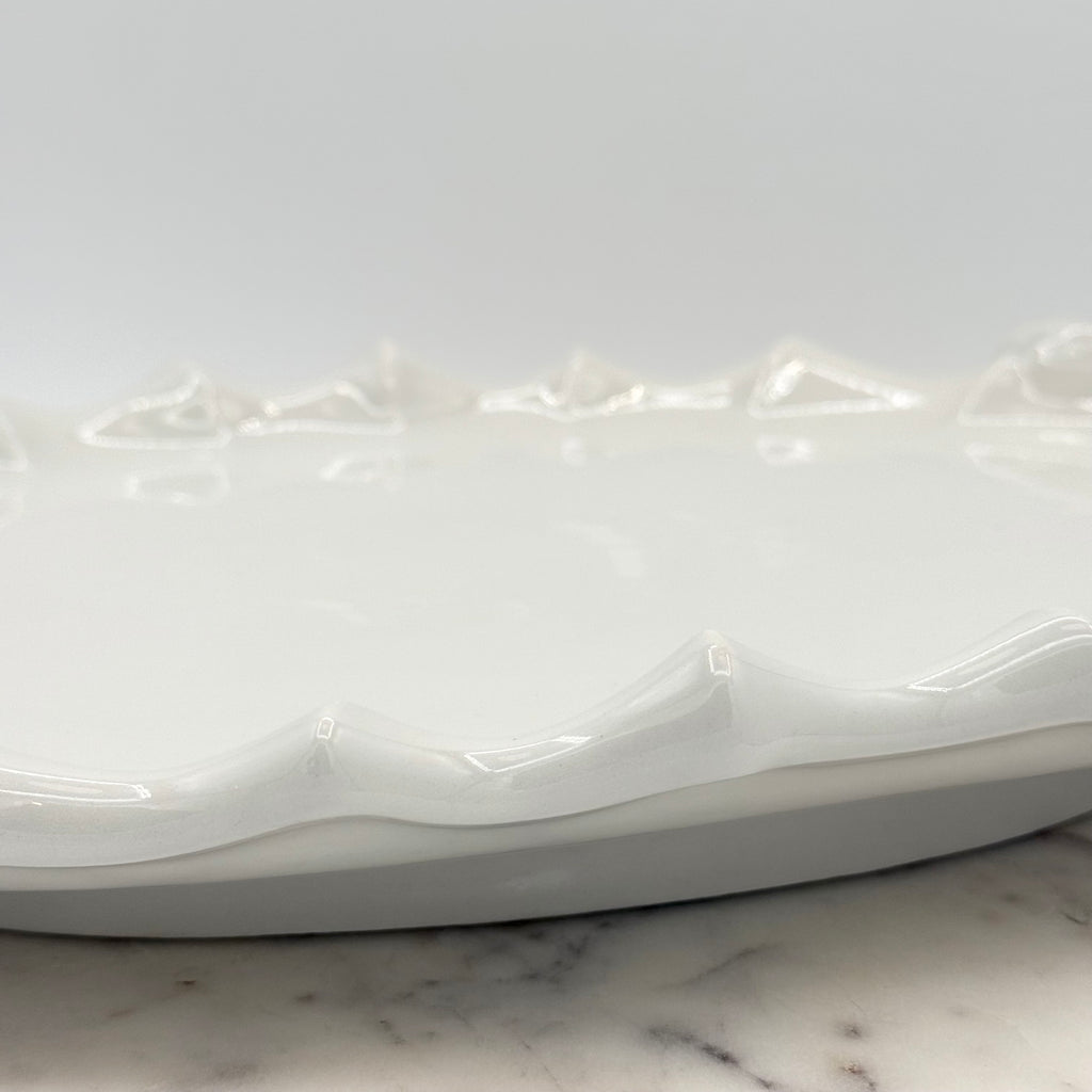 Antique Red Cliff Victorian Pattern White Ironstone Pierced Serving Platter