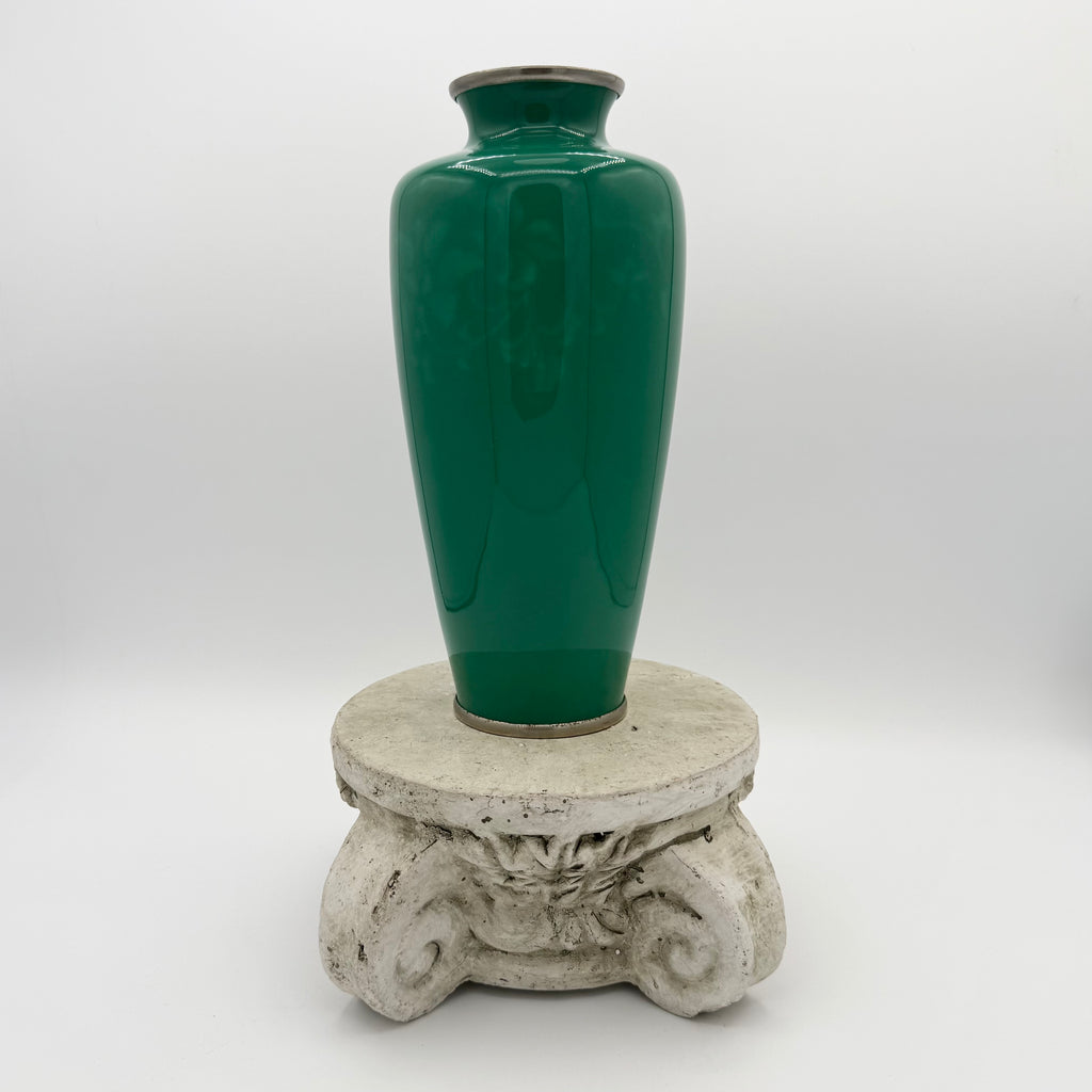 Japanese Ando Jubei Green Wireless Cloisonné Enamel Vase, c. 20th Century