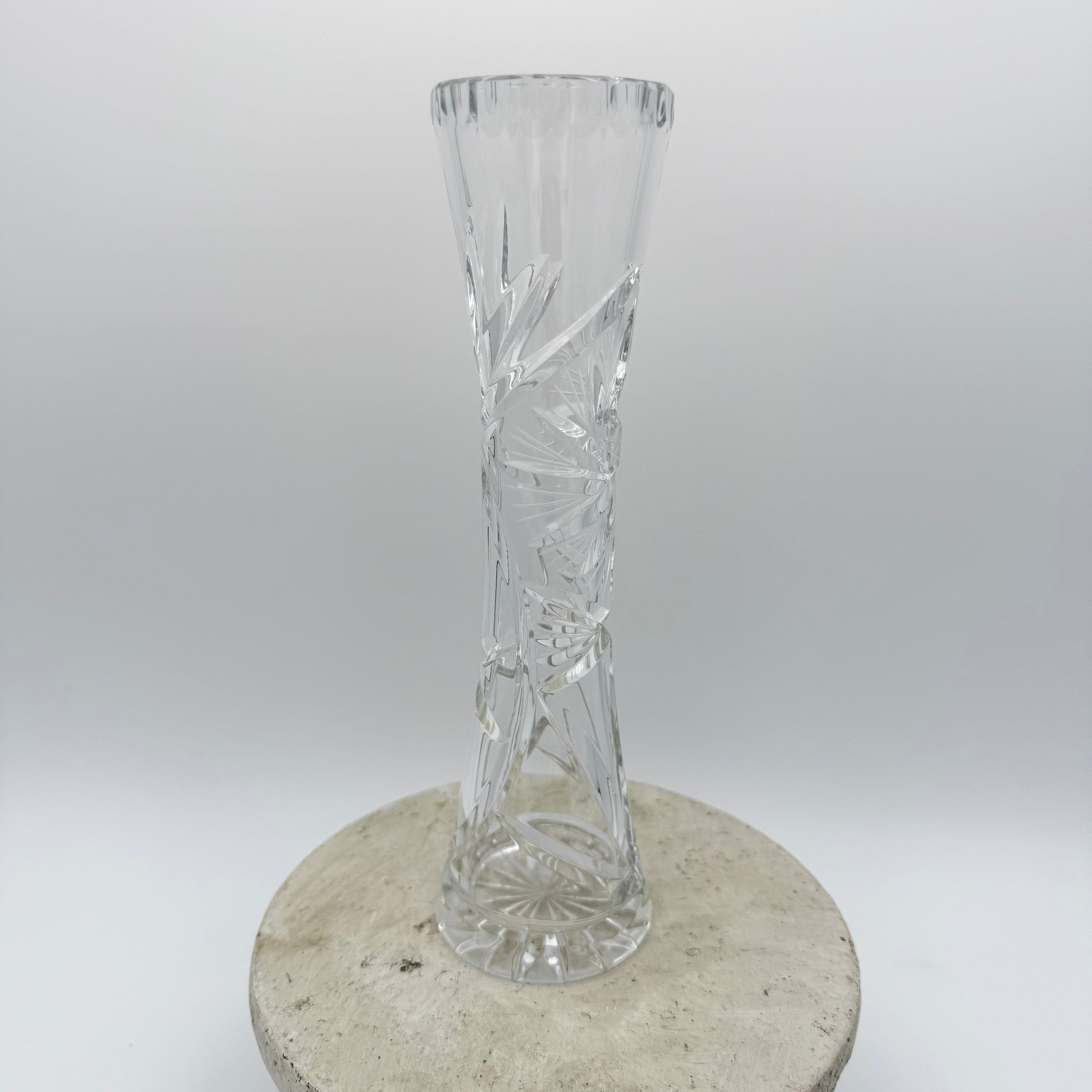 Vintage Irena Hand Cut Lead Crystal Bud Vase, Made in Poland
