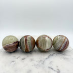 Vintage Alabaster Pears With Brass Stems, Set of Four