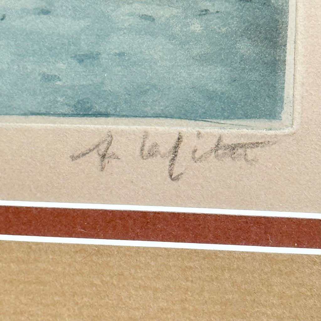 Original Framed French Etching “The Blue Net” by Alphonse Lafitte (a.k.a. Manuel Robbe), Signed and Numbered, c. Early 20th Century (No. 2 of 47)