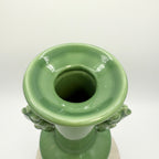 Toyo Japanese Porcelain Jade Green Vase with Fish Handles