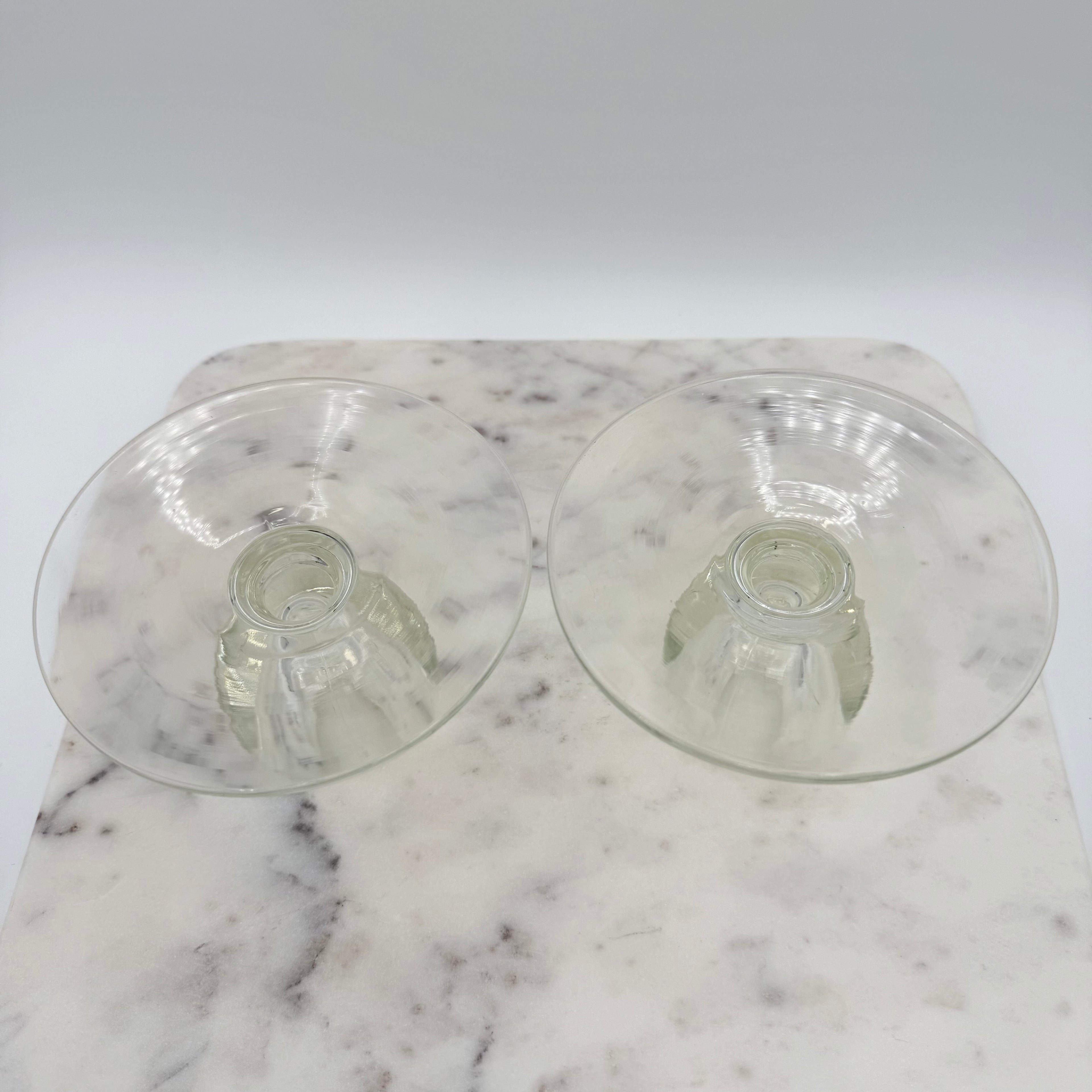 Vintage Paden City Crystal Ball Trance Low Candle Holders, Pair