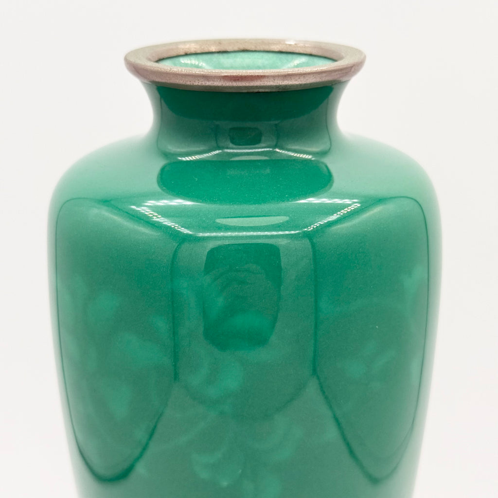Japanese Ando Jubei Green Wireless Cloisonné Enamel Vase, c. 20th Century