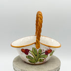 Hand-Painted Italian Majolica Small Basket with Twisted Handle