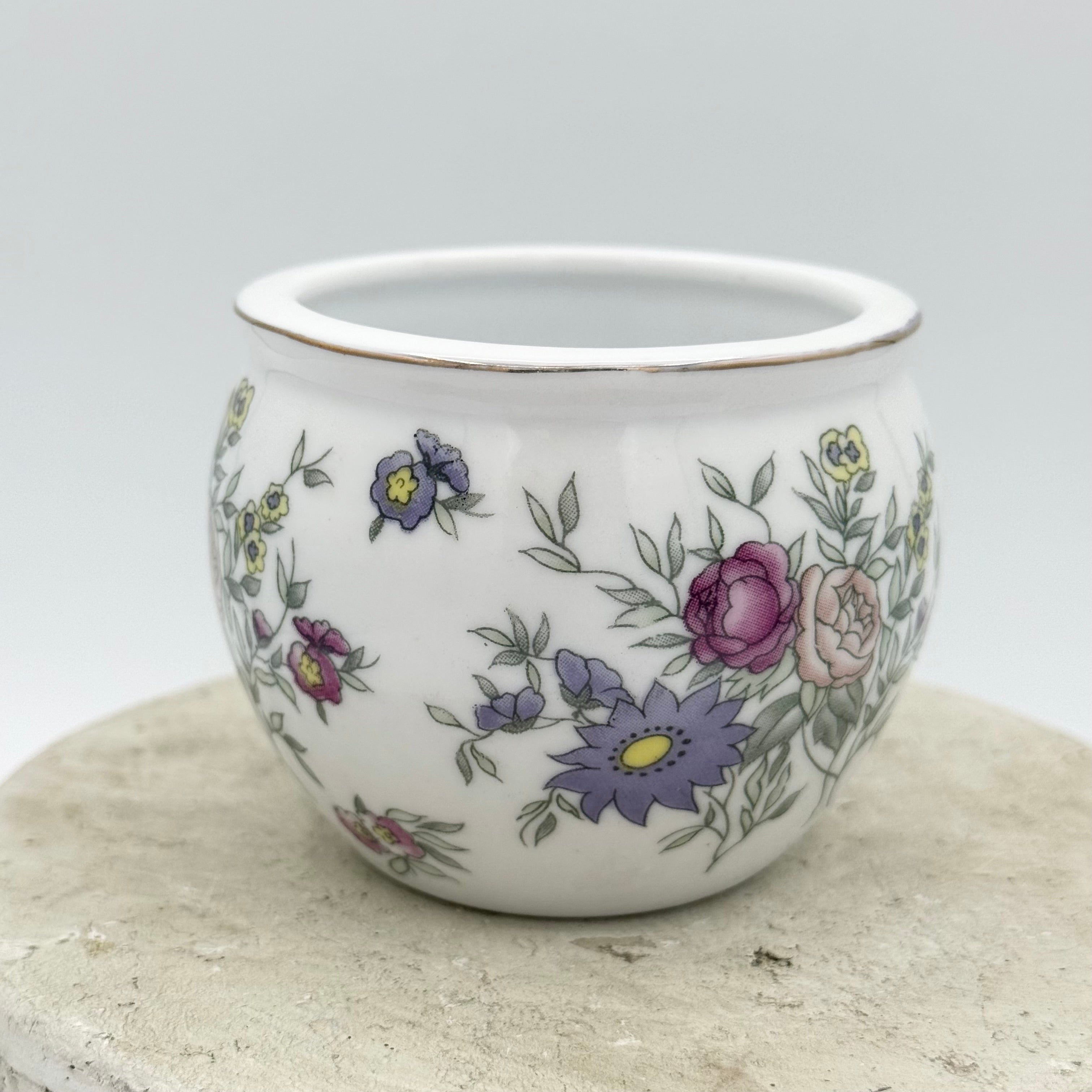 Hand Painted Porcelain Urn With Floral Motif
