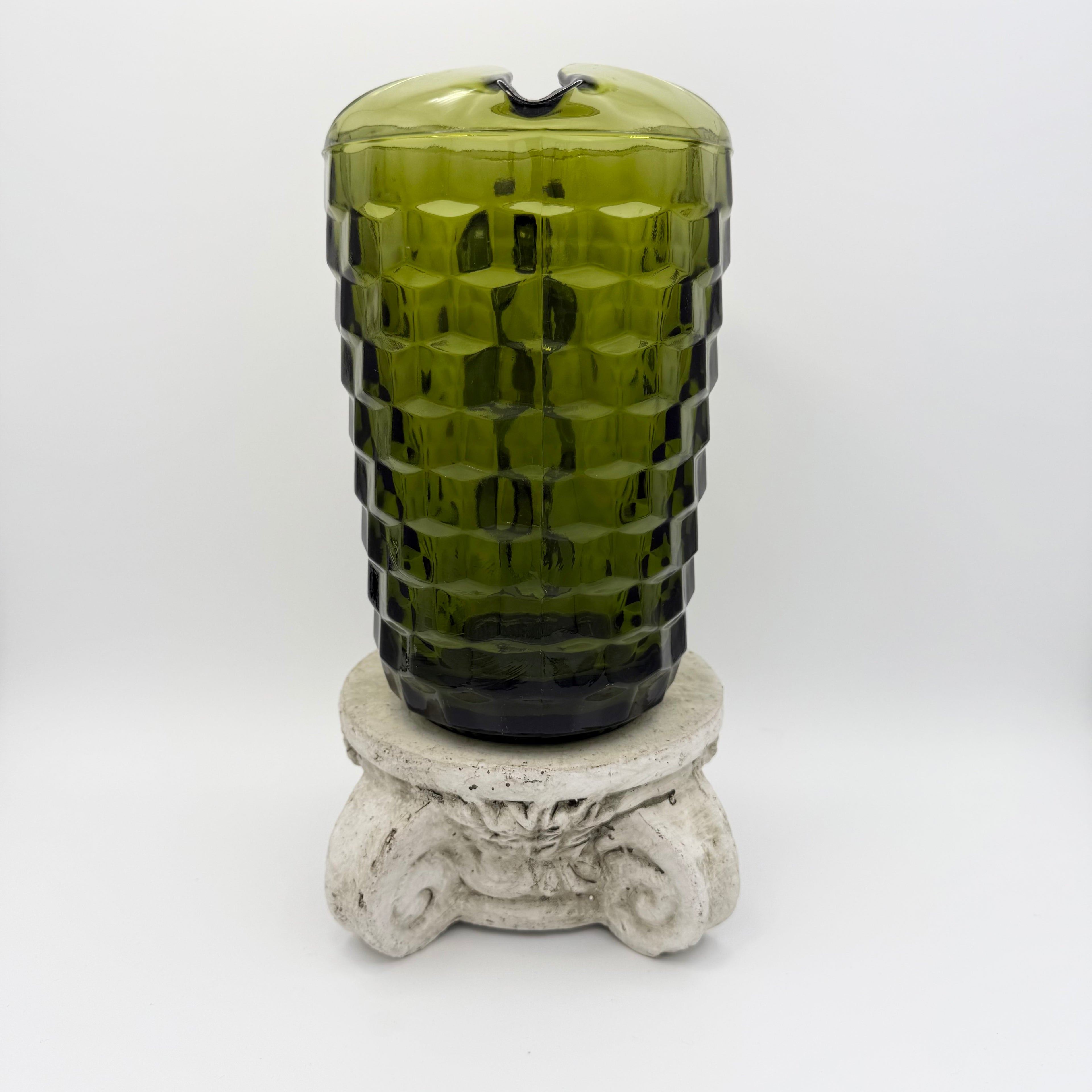 Indiana Glass Whitehall Cubist Avocado Green Pitcher
