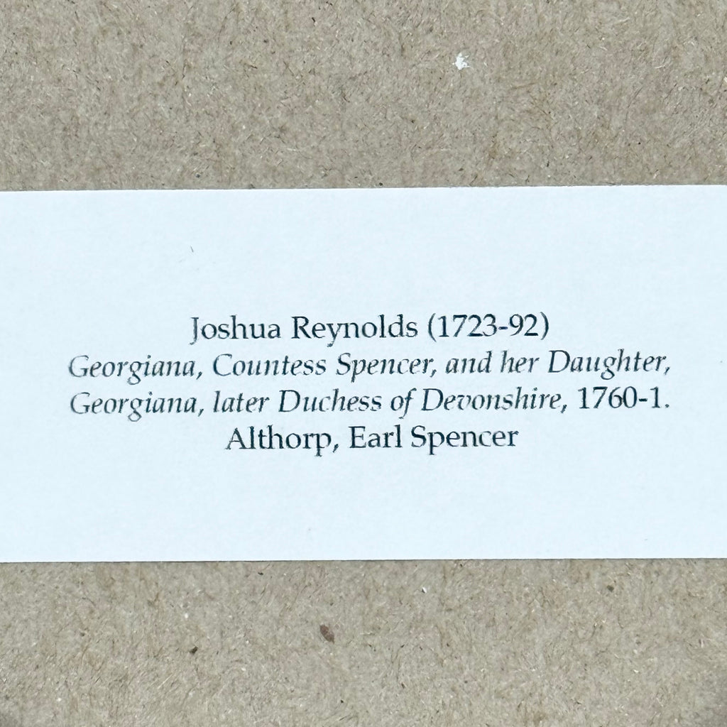 Antique Repoussé Hand-Hammered Copper Picture Frame with Print of the Countess Spencer and her Daughter Georgiana with Dog