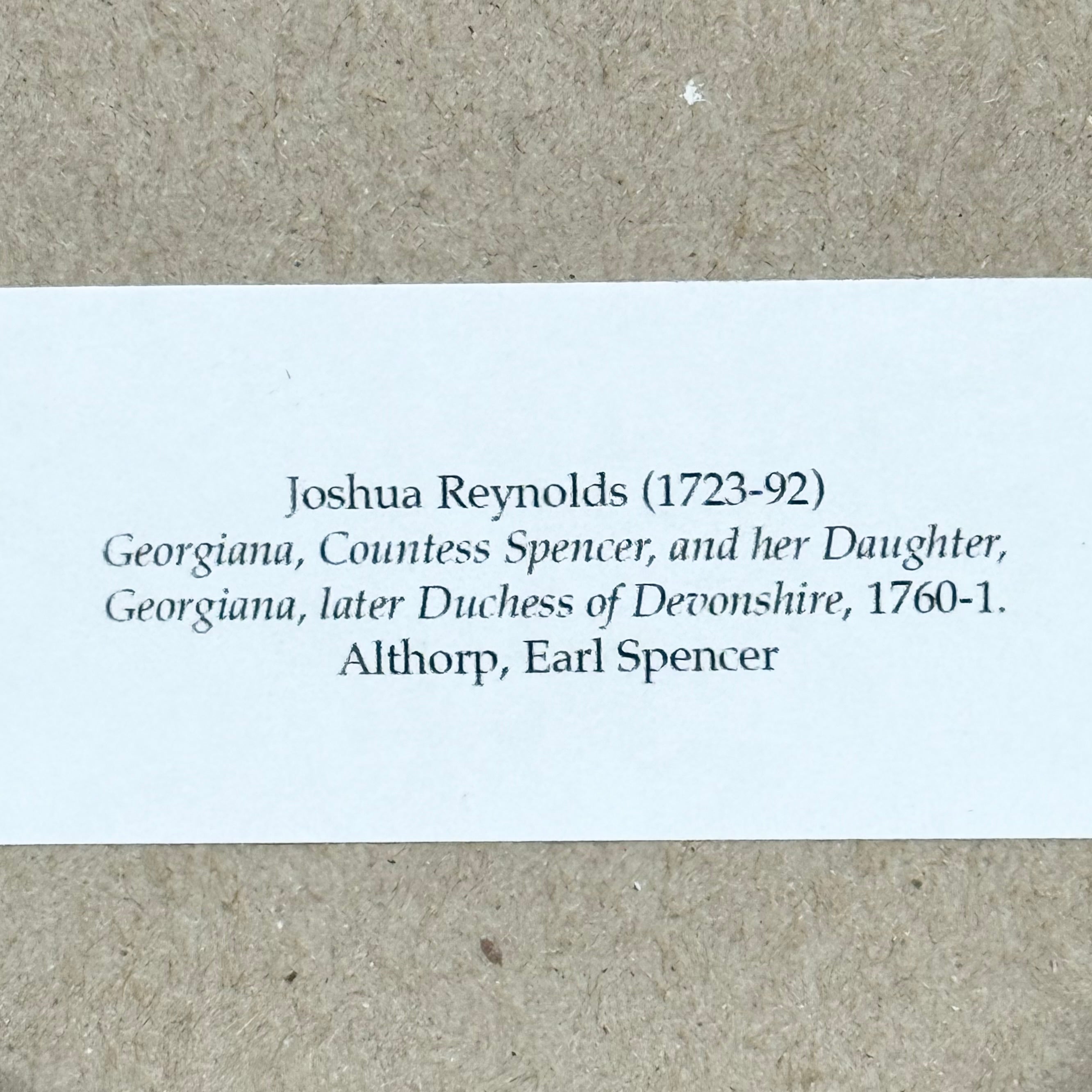 Antique Repoussé Hand-Hammered Copper Picture Frame with Print of the Countess Spencer and her Daughter Georgiana with Dog