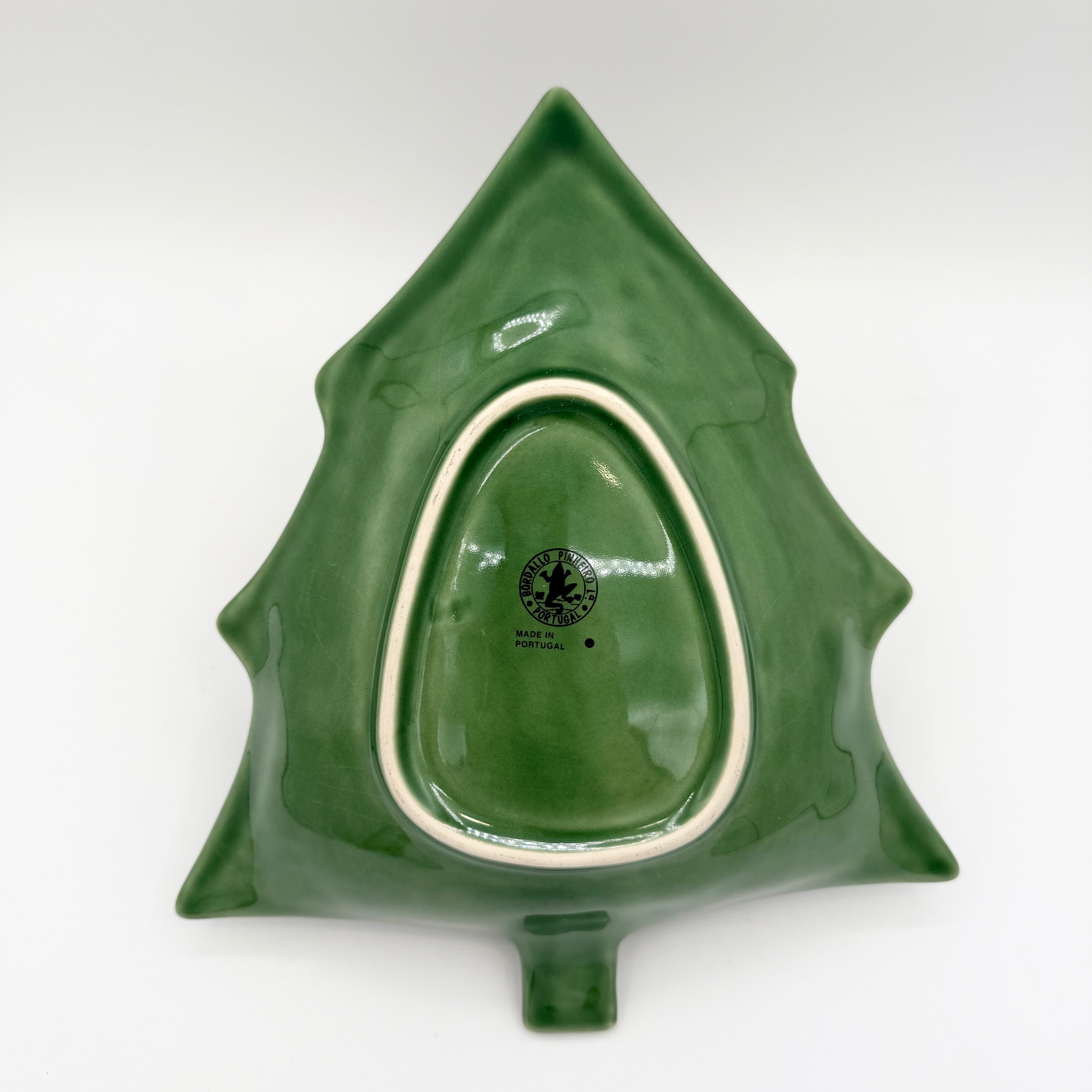 Vintage Bordallo Pinneiro Green Christmas Tree Bowls, Set of 2