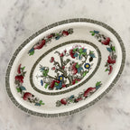 Johnson Brothers “Indian Tree” Floral Oval Serving Bowl with Greek Key Details