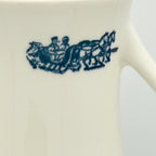 Antique White and Blue Transferware Teapot with Wood Lid