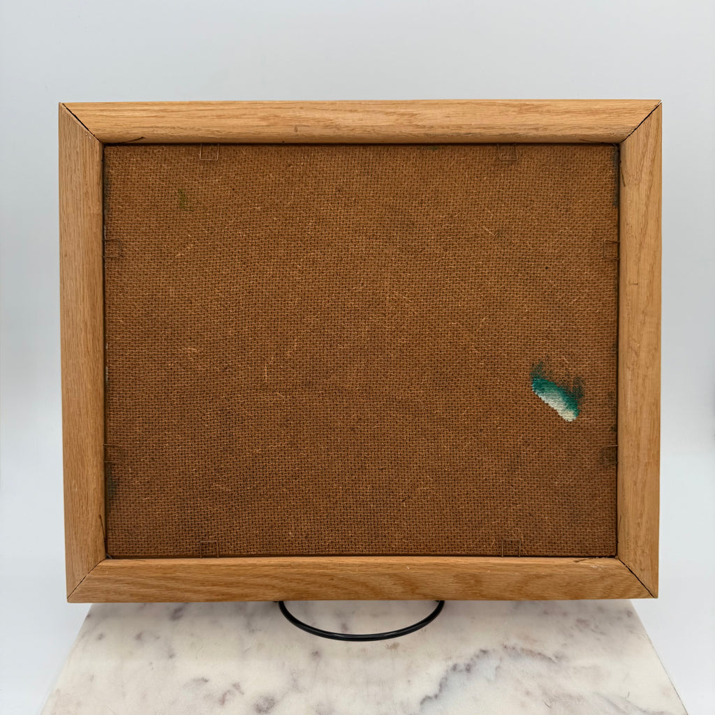 T. Bentley Original Oil Painting – Forest Stream River Landscape on Board in Solid Wood Frame