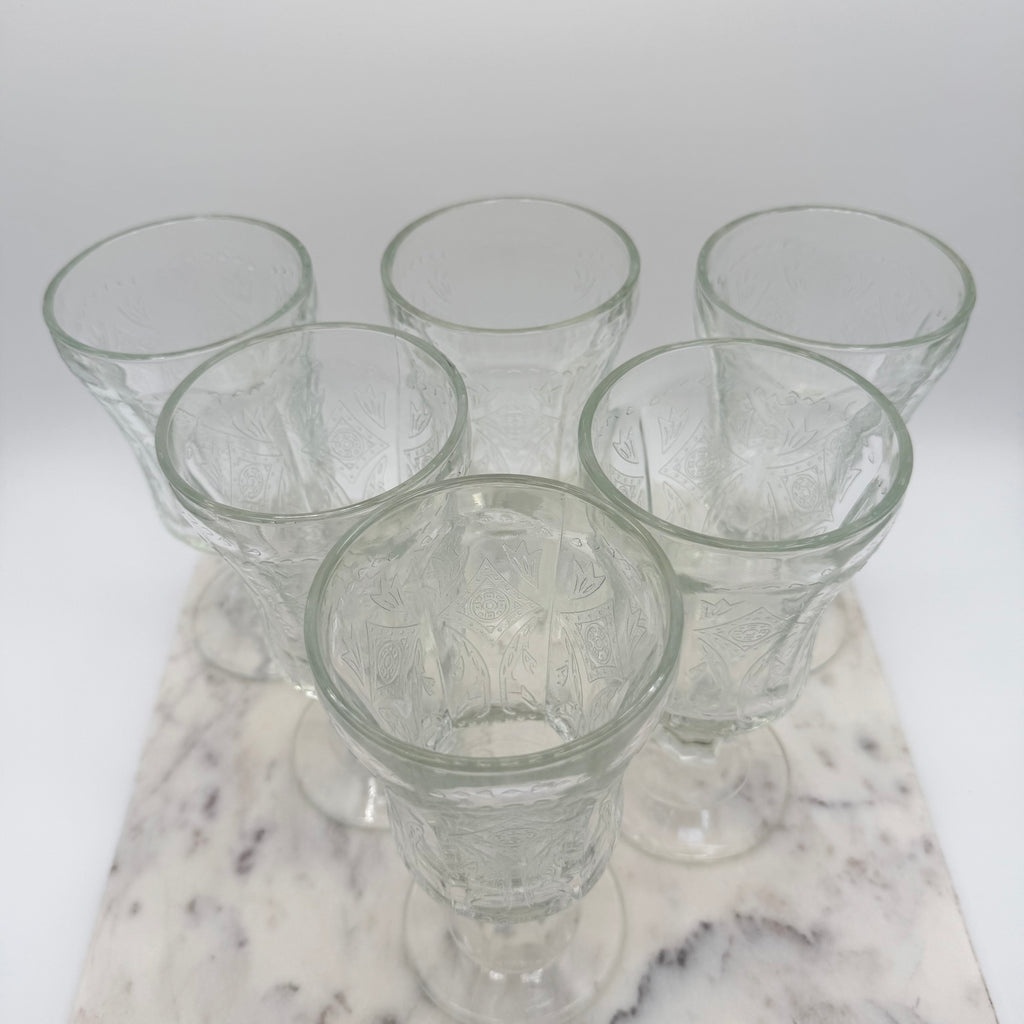 Indiana Glass Federal Recollection Madrid Goblets, Set of Six