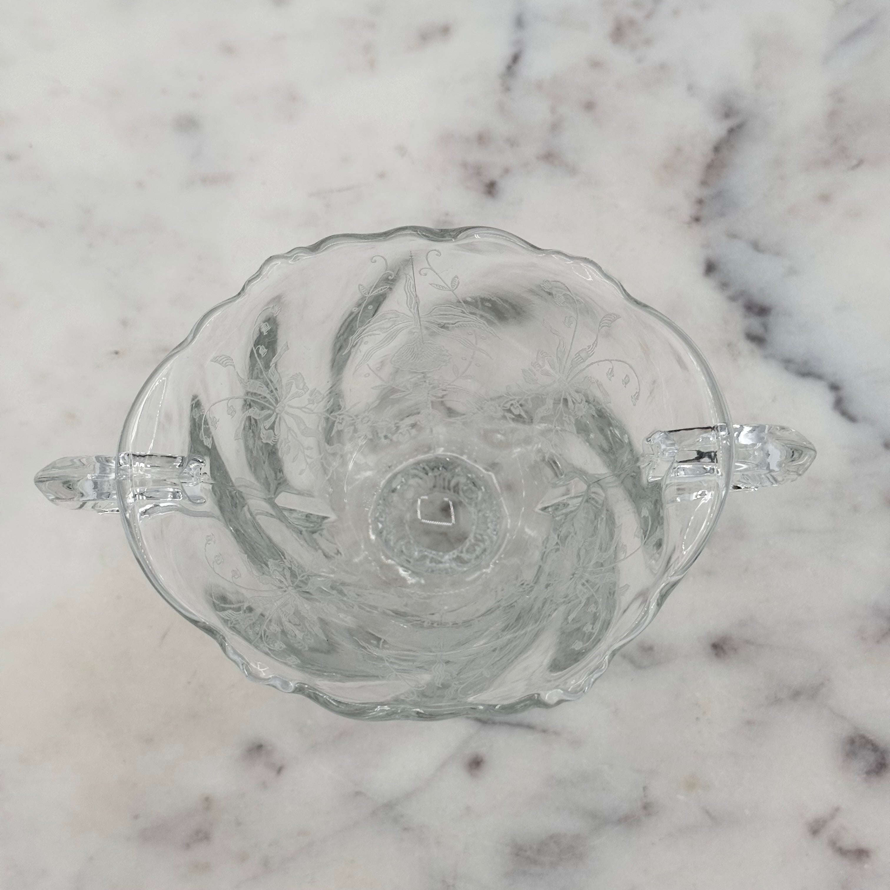 Vintage Heisey “Orchid” Glass Etched Elegant Glass Creamer & Sugar Set (1940s)