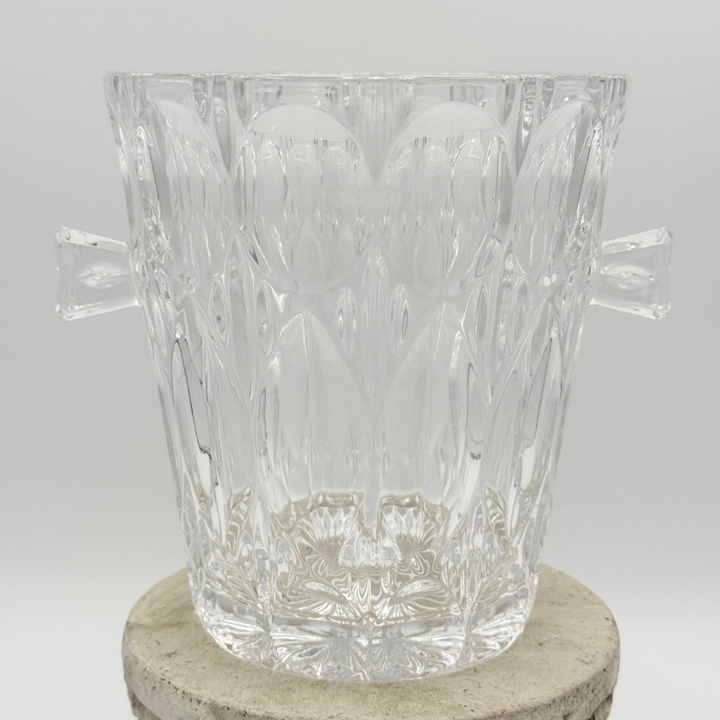 Mid-Century Modern Heavy Bleikristall 24% Lead Cut Crystal Champagne Ice Bucket with Handles