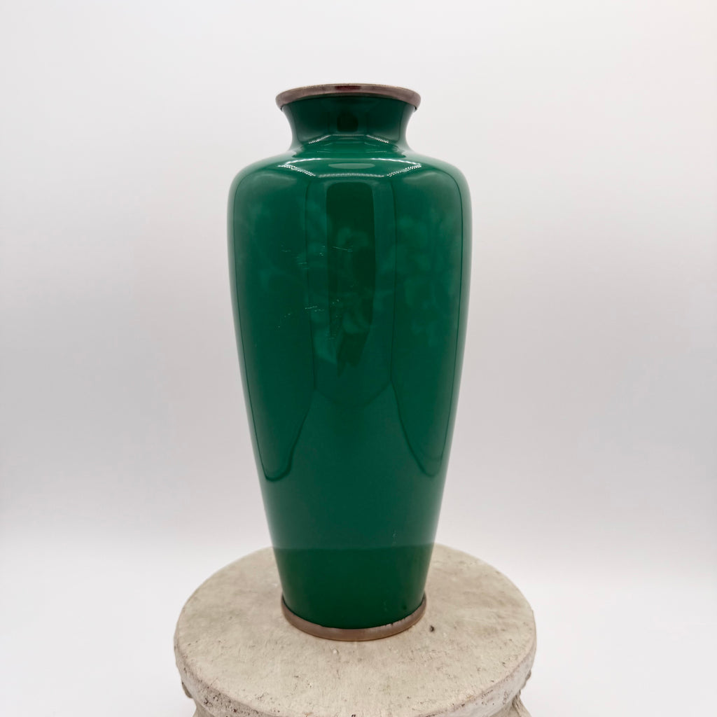 Japanese Ando Jubei Green Wireless Cloisonné Enamel Vase, c. 20th Century