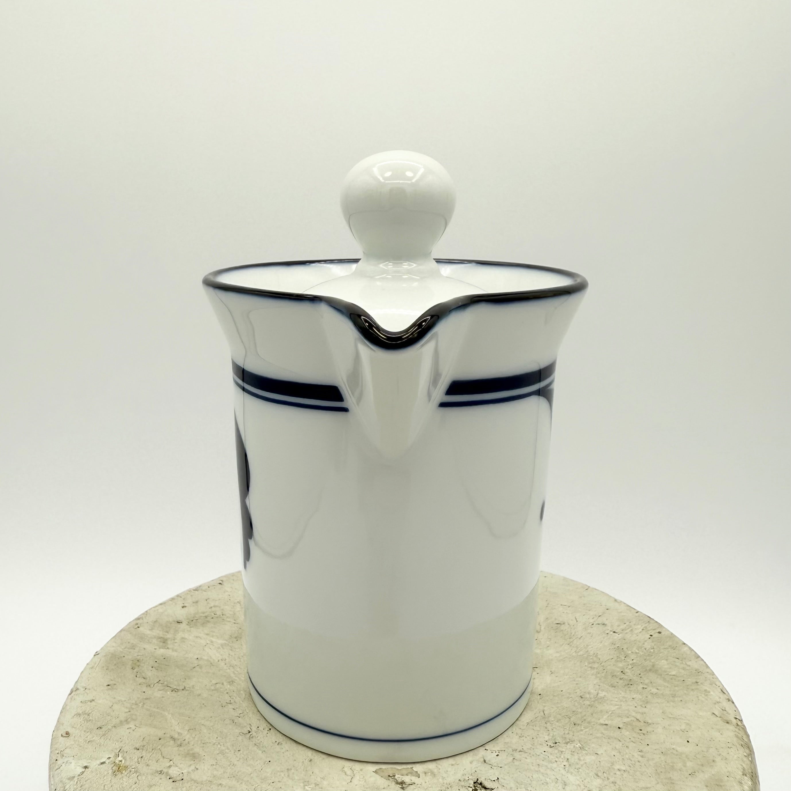 Vintage Dansk Bayberry porcelain creamer in white and blue. Elegant Scandinavian serveware collectible. Excellent condition.