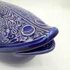 Vintage Environmental Ceramics Blue Fish Shaped Covered Baking Dish, c. 1966