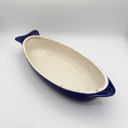 Vintage Environmental Ceramics Blue Fish Shaped Covered Baking Dish, c. 1966