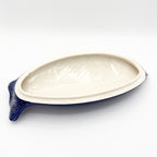 Vintage Environmental Ceramics Blue Fish Shaped Covered Baking Dish, c. 1966