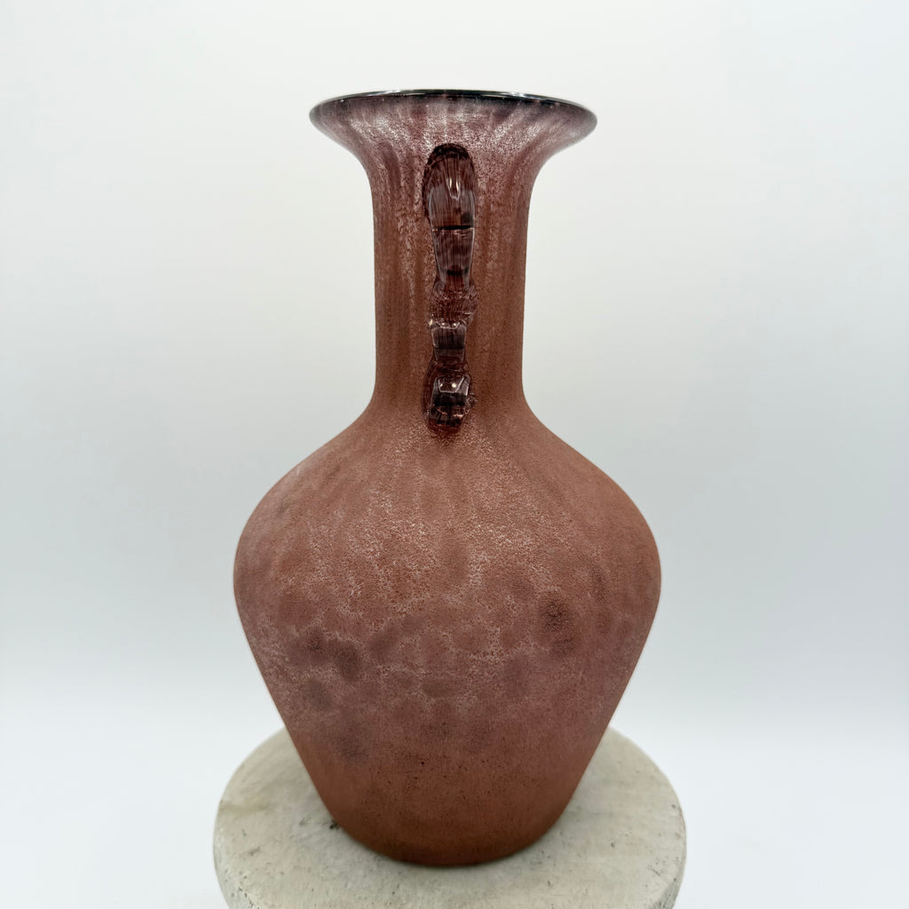 Murano Seguso Vetri d'Arte Scavo Style Art Glass Vase – Brown, Rust & Purple