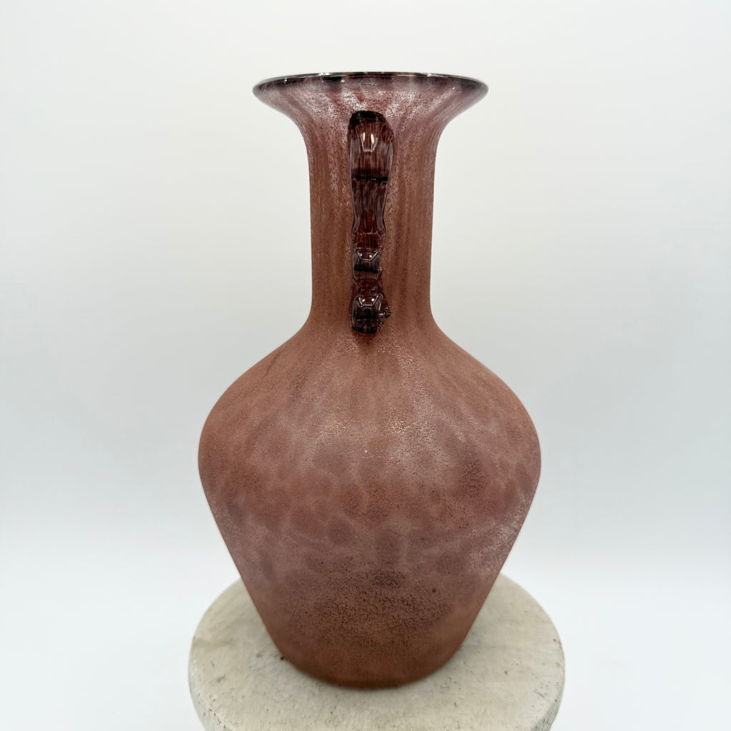 Murano Seguso Vetri d'Arte Scavo Style Art Glass Vase – Brown, Rust & Purple