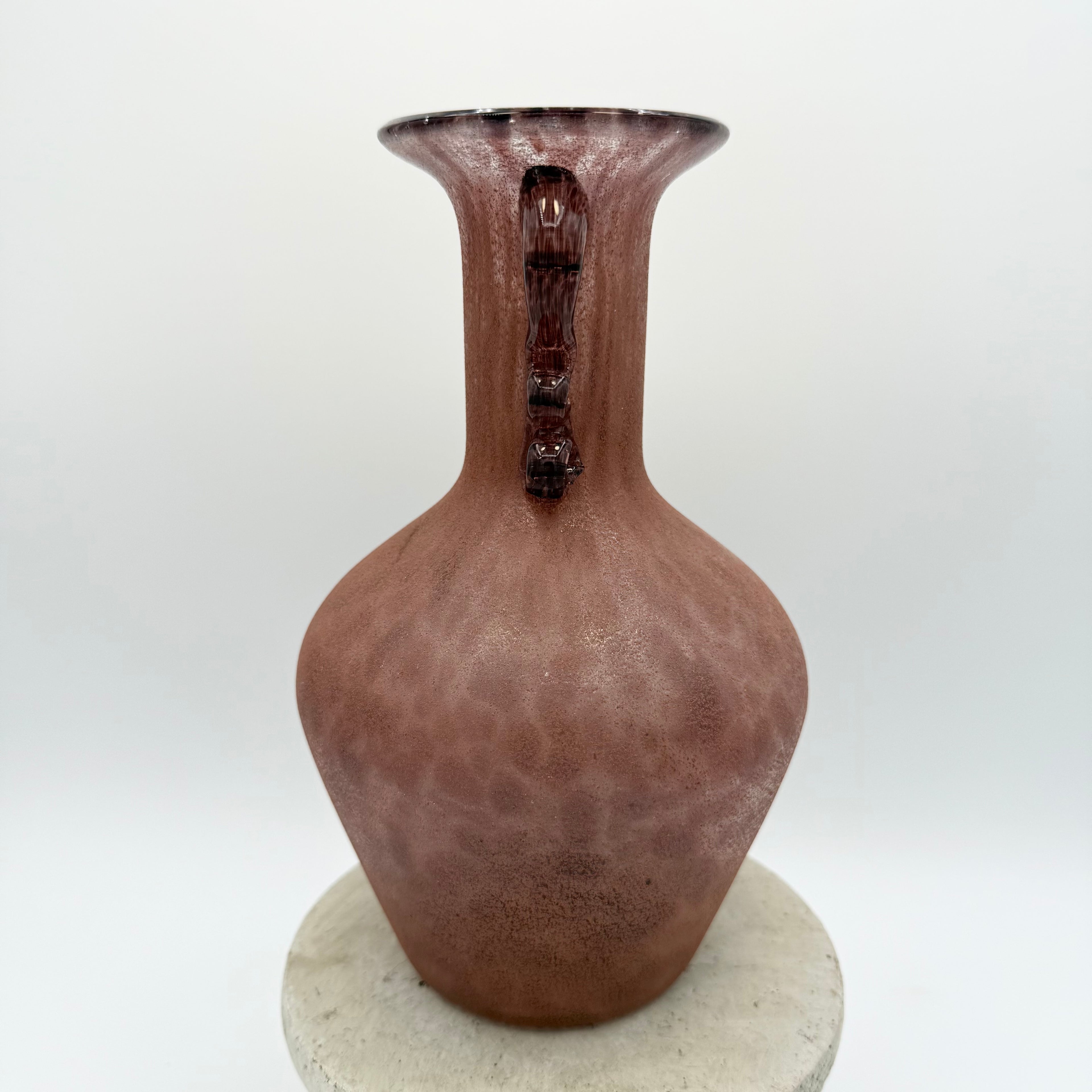 Murano Seguso Vetri d'Arte Scavo Style Art Glass Vase – Brown, Rust & Purple