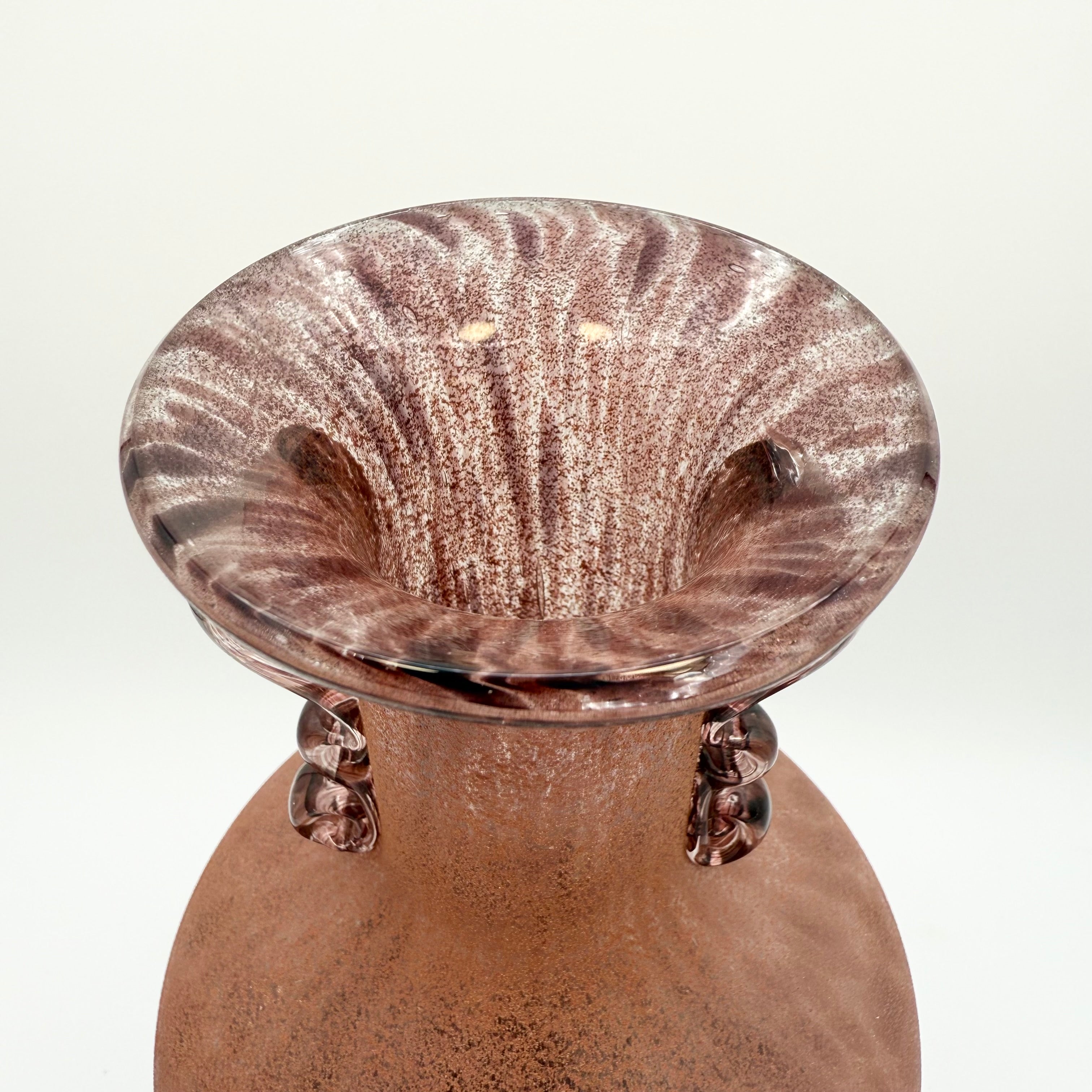 Murano Seguso Vetri d'Arte Scavo Style Art Glass Vase – Brown, Rust & Purple