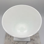 Vintage white milk glass urn with Greek key and leaf motif. Elegant pedestal vase collectible in excellent condition.