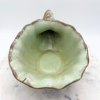 Vintage Frankoma Pottery cornucopia in green and brown glaze. Marked 'Frankoma 222'. Excellent collectible seasonal decor.