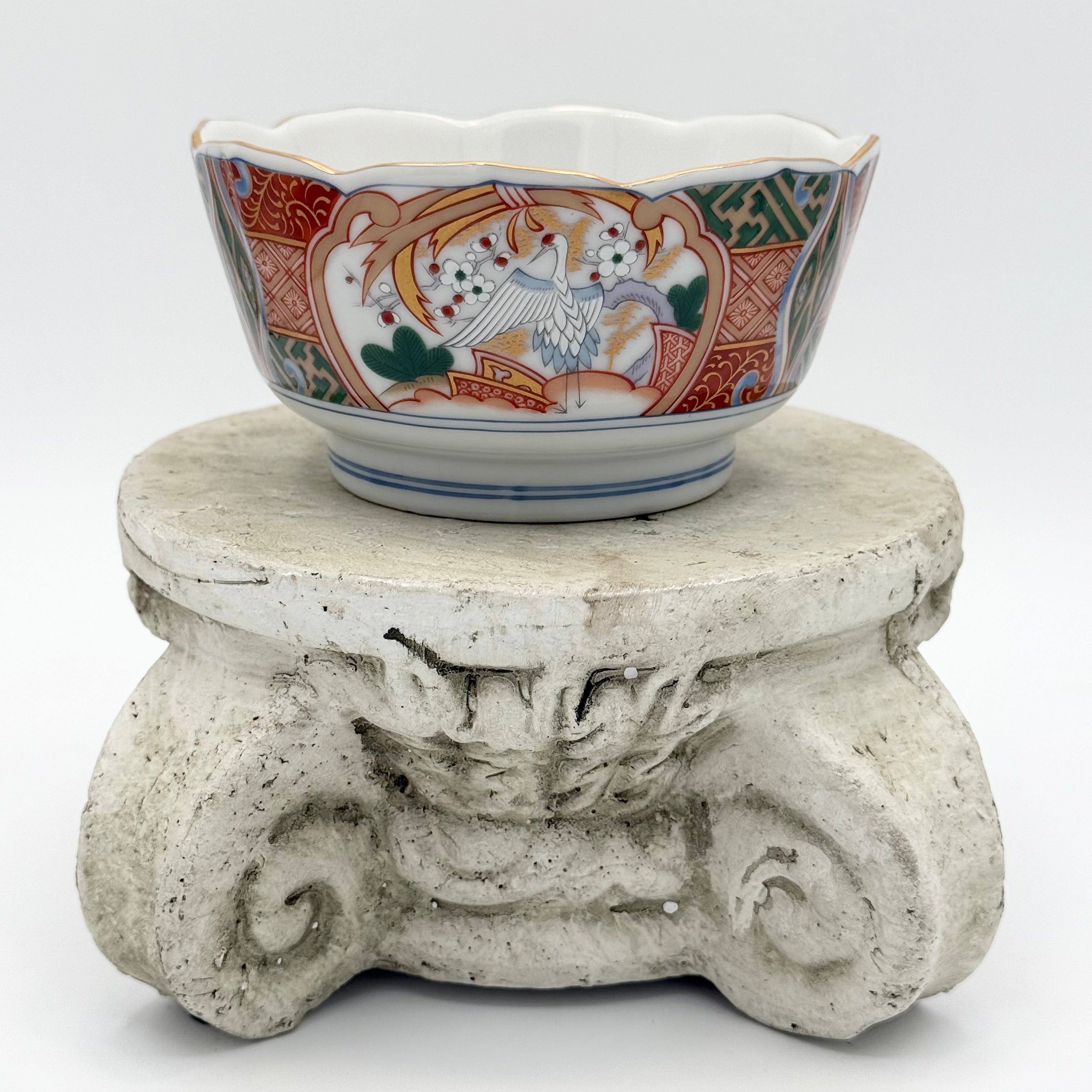 Andrea by Sadek Imari-Style Japanese Porcelain Bowl with Crane