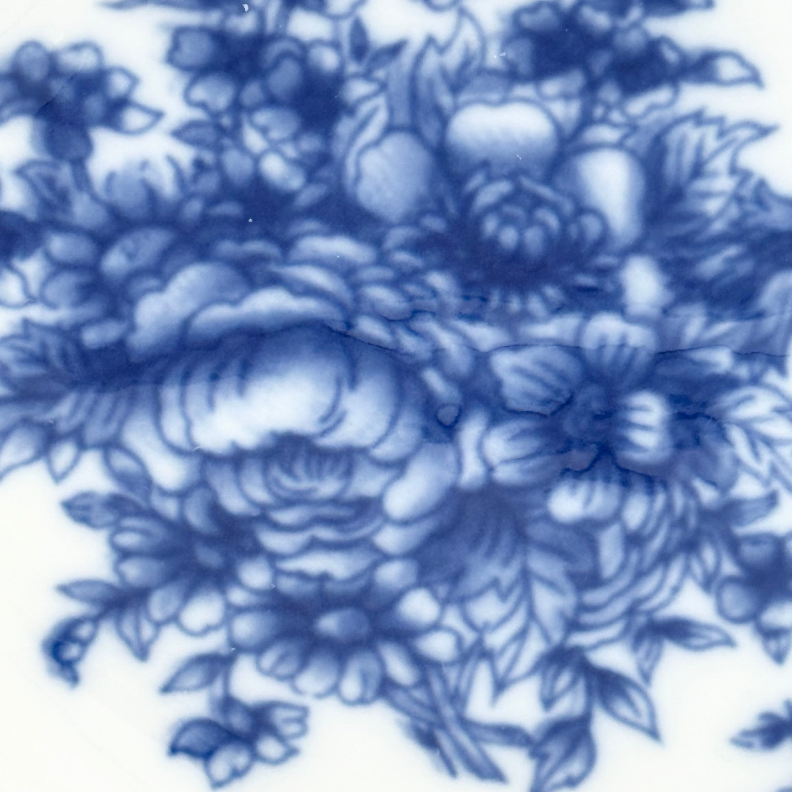 Vintage Oval Pierced Blue and White Transferware Porcelain Plate