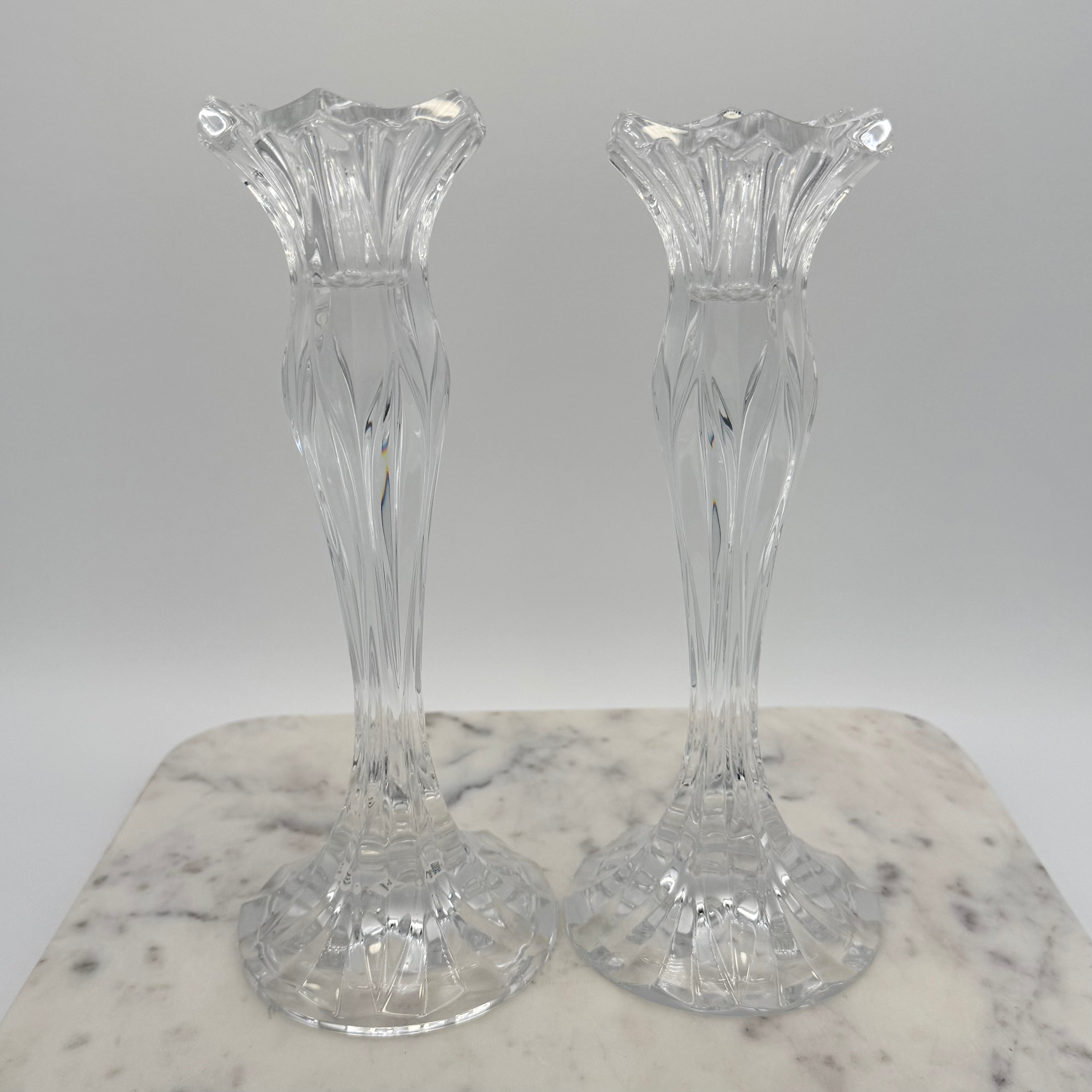 Pair of Lead Crystal Candle Holders