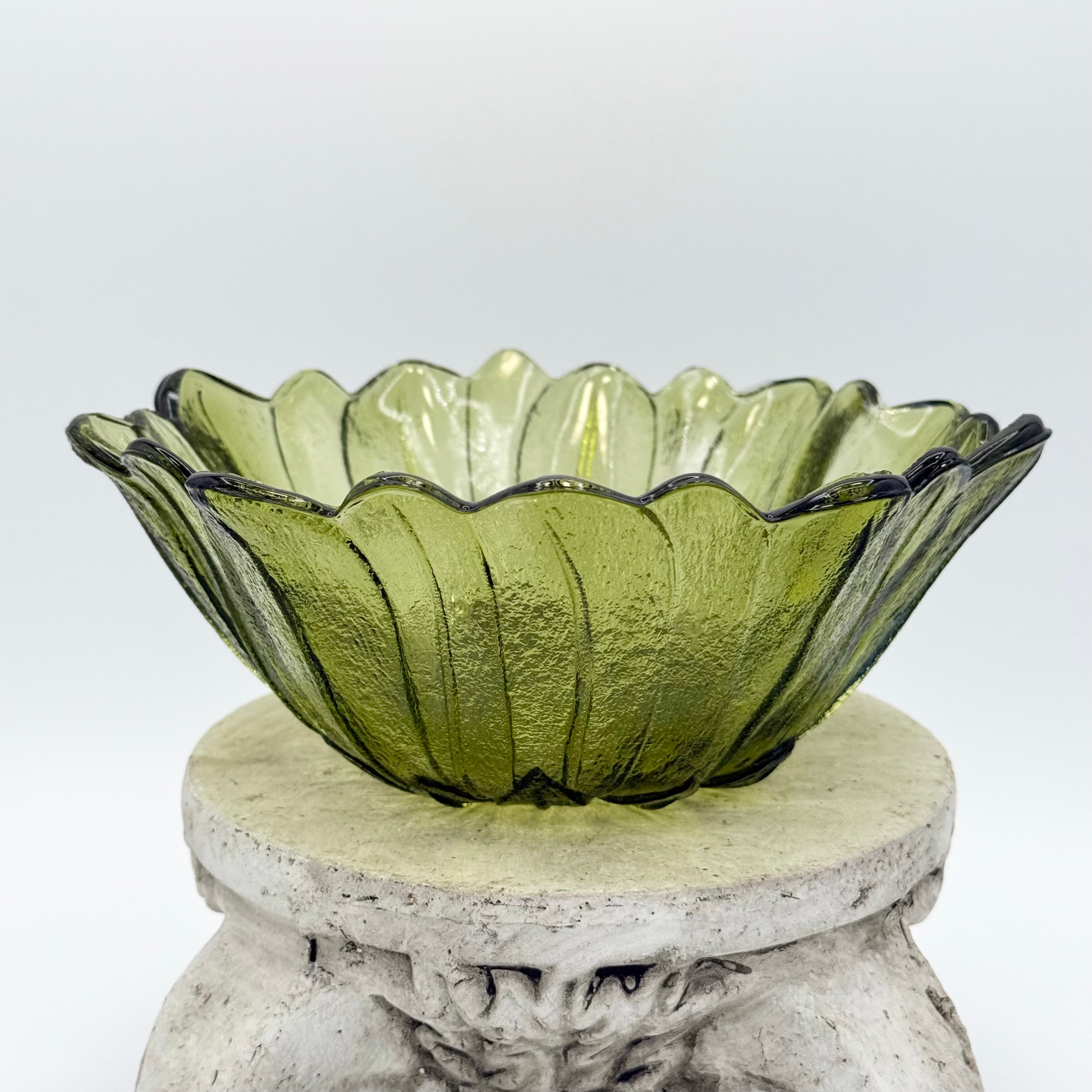 Vintage Indiana Glass Avocado Green Lily Pons Bowl, Medium