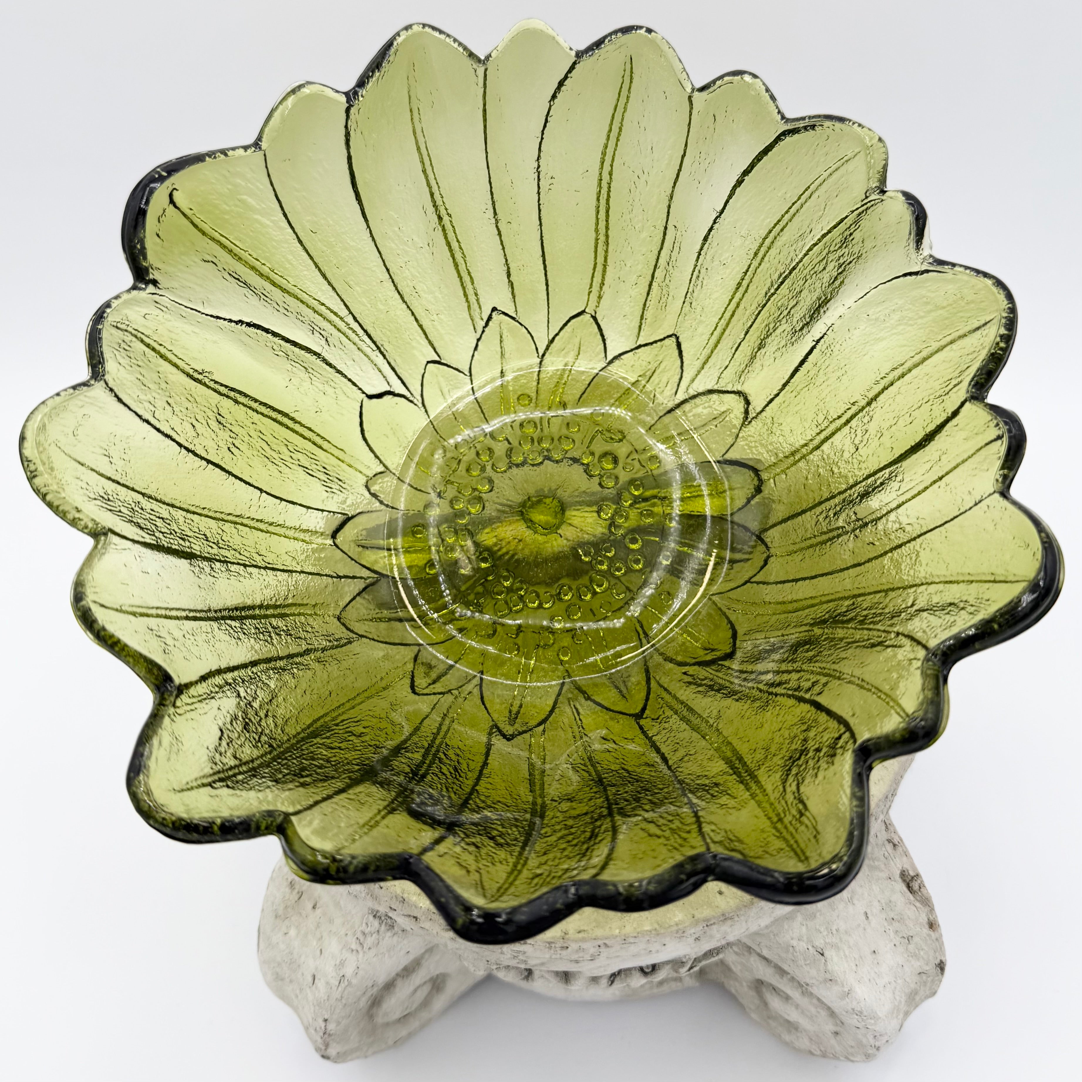 Vintage Indiana Glass Avocado Green Lily Pons Bowl, Medium