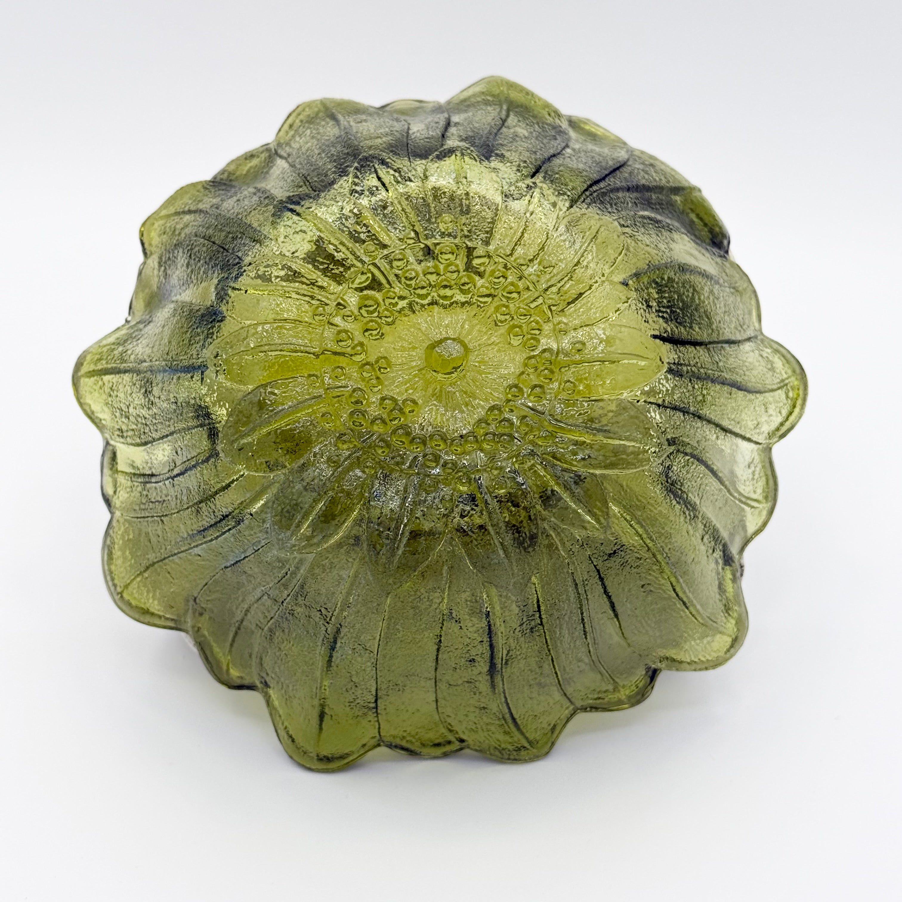Vintage Indiana Glass Avocado Green Lily Pons Bowl, Medium