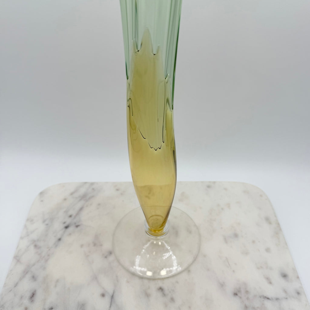 Rare Vintage Bořek Šípek / Ajeto Glass Vase – Green & Yellow, Czech Art Glass