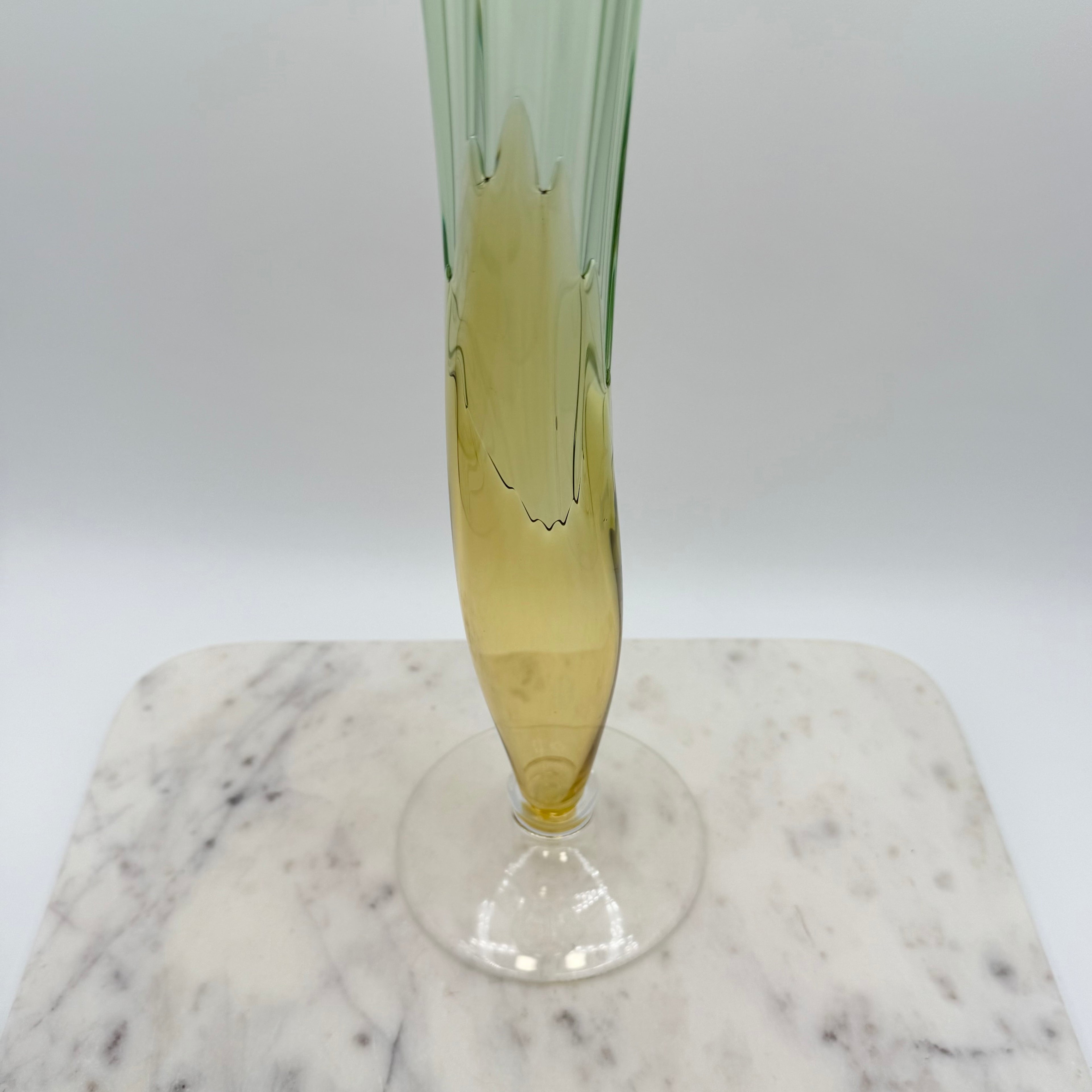 Rare Vintage Bořek Šípek / Ajeto Glass Vase – Green & Yellow, Czech Art Glass