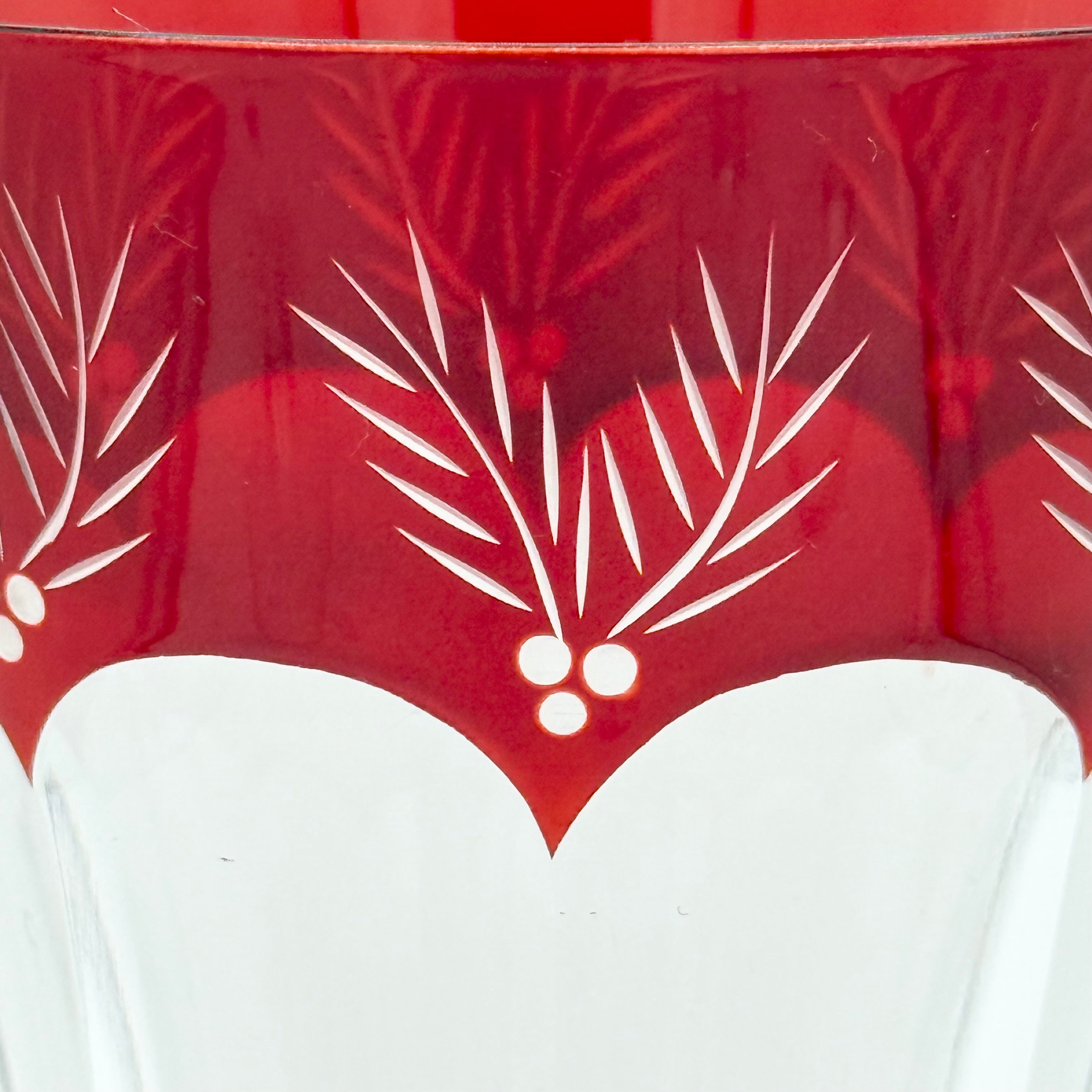 Vintage Lenox Winter Greetings Crystal Wine Glass Red Holly Band (5 Available)