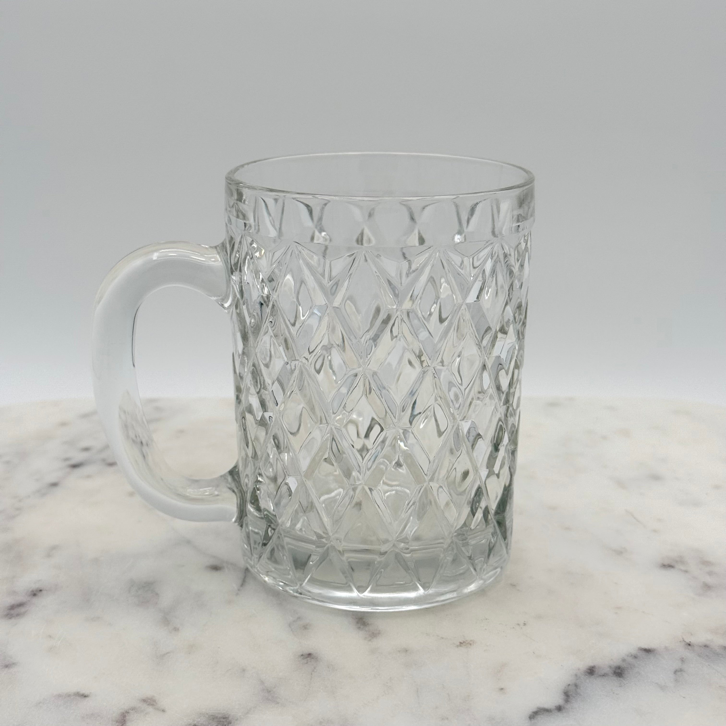 Vintage Paul Sebastian 24% Lead Crystal Diamond Facets Coffee Mugs, Set of 4