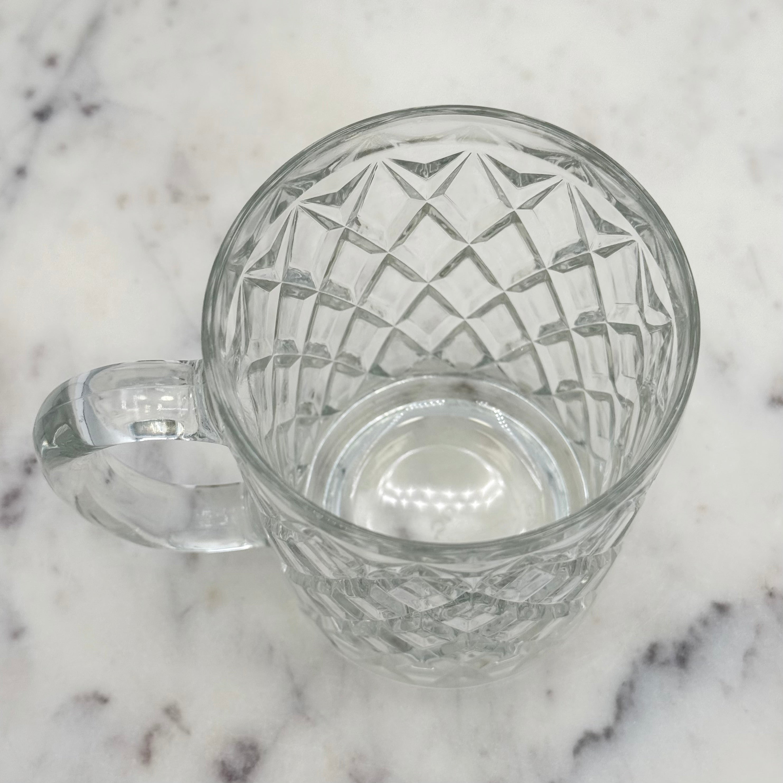 Vintage Paul Sebastian 24% Lead Crystal Diamond Facets Coffee Mugs, Set of 4