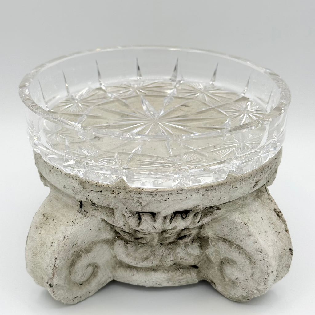 24% Lead Crystal Shallow Round Trinket / Nut Dish, Champagne Coaster, Set of 2