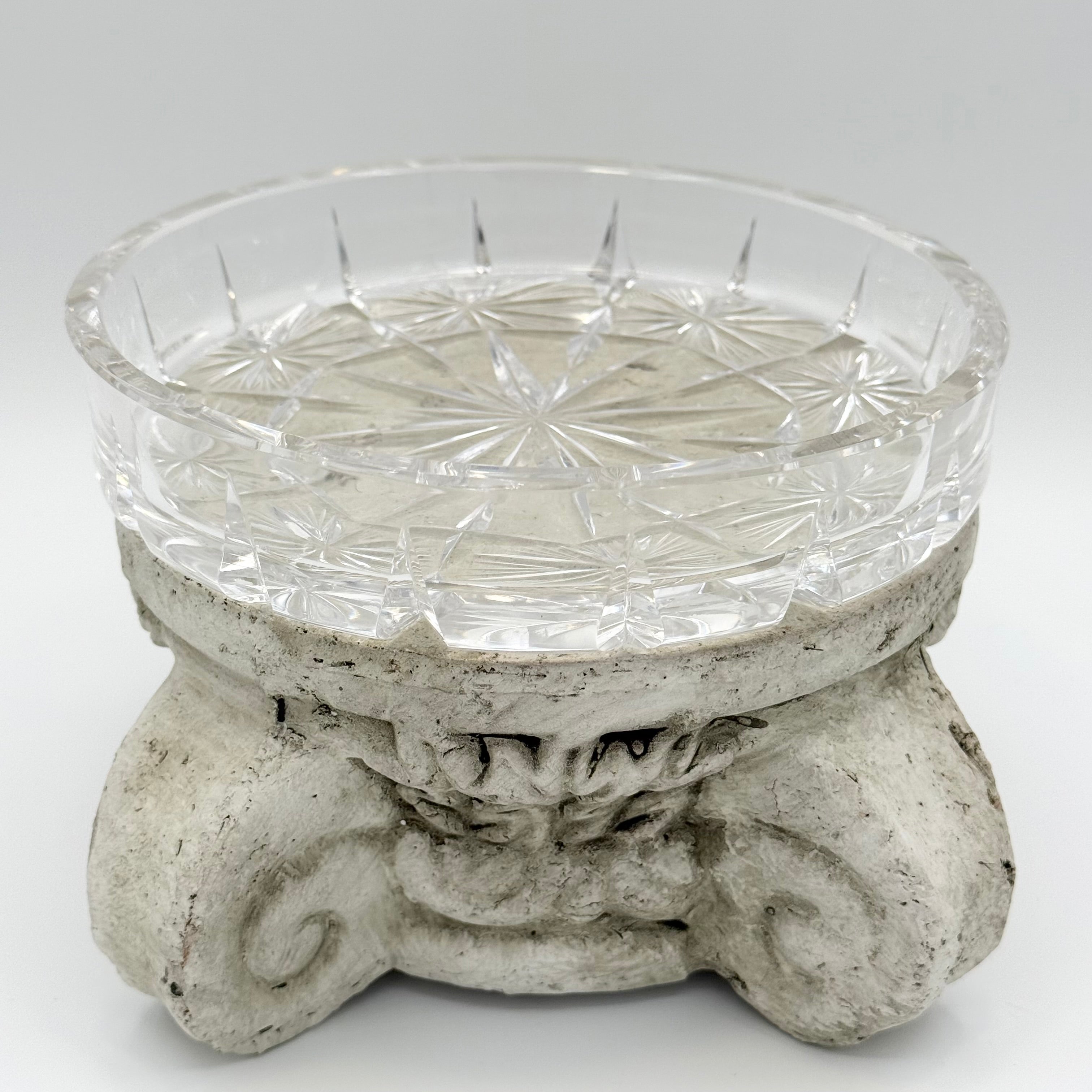 24% Lead Crystal Shallow Round Trinket / Nut Dish, Champagne Coaster, Set of 2