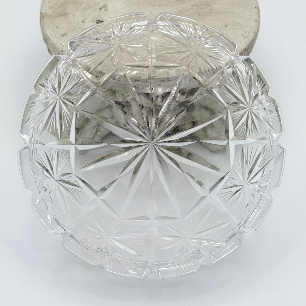 24% Lead Crystal Shallow Round Trinket / Nut Dish, Champagne Coaster, Set of 2