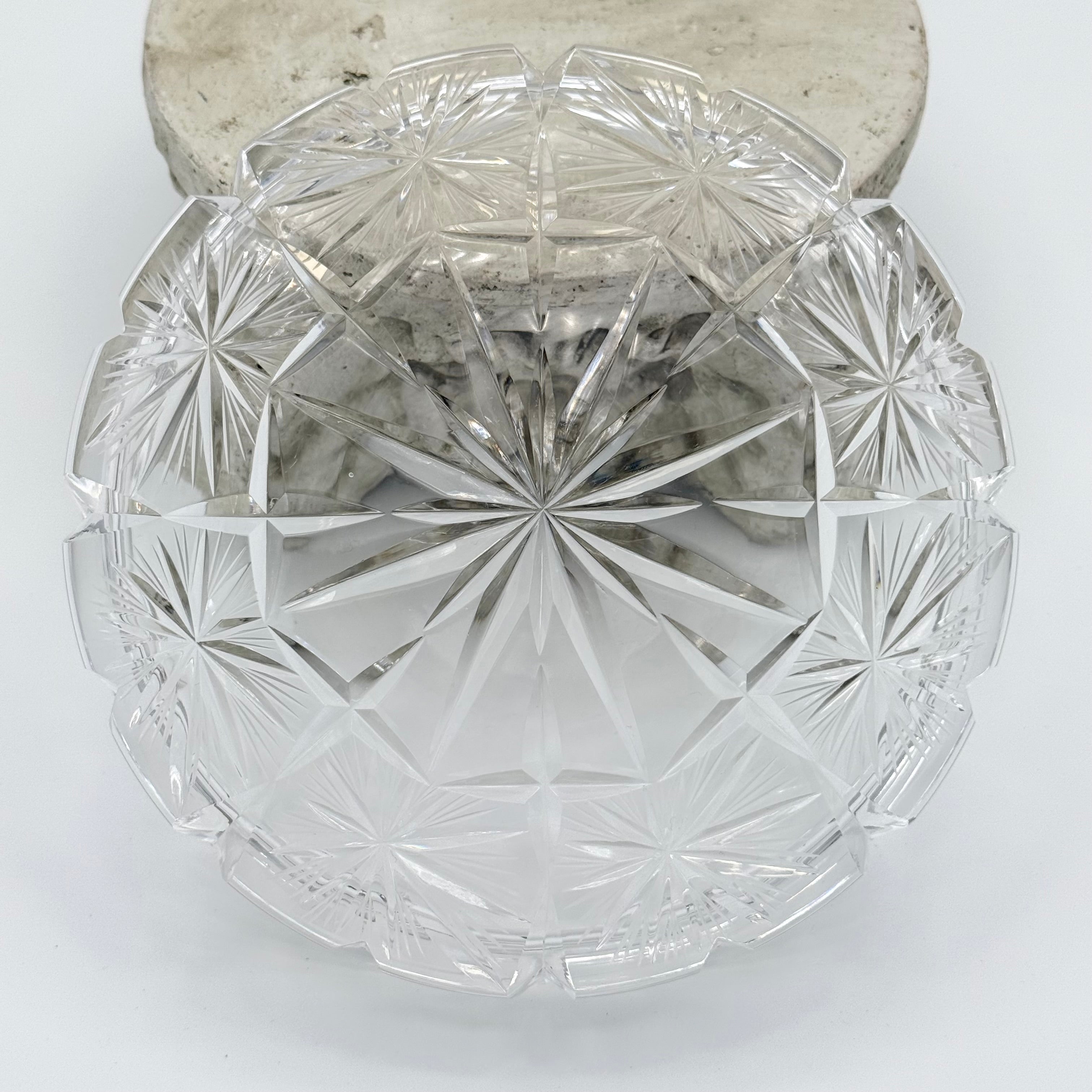 24% Lead Crystal Shallow Round Trinket / Nut Dish, Champagne Coaster, Set of 2