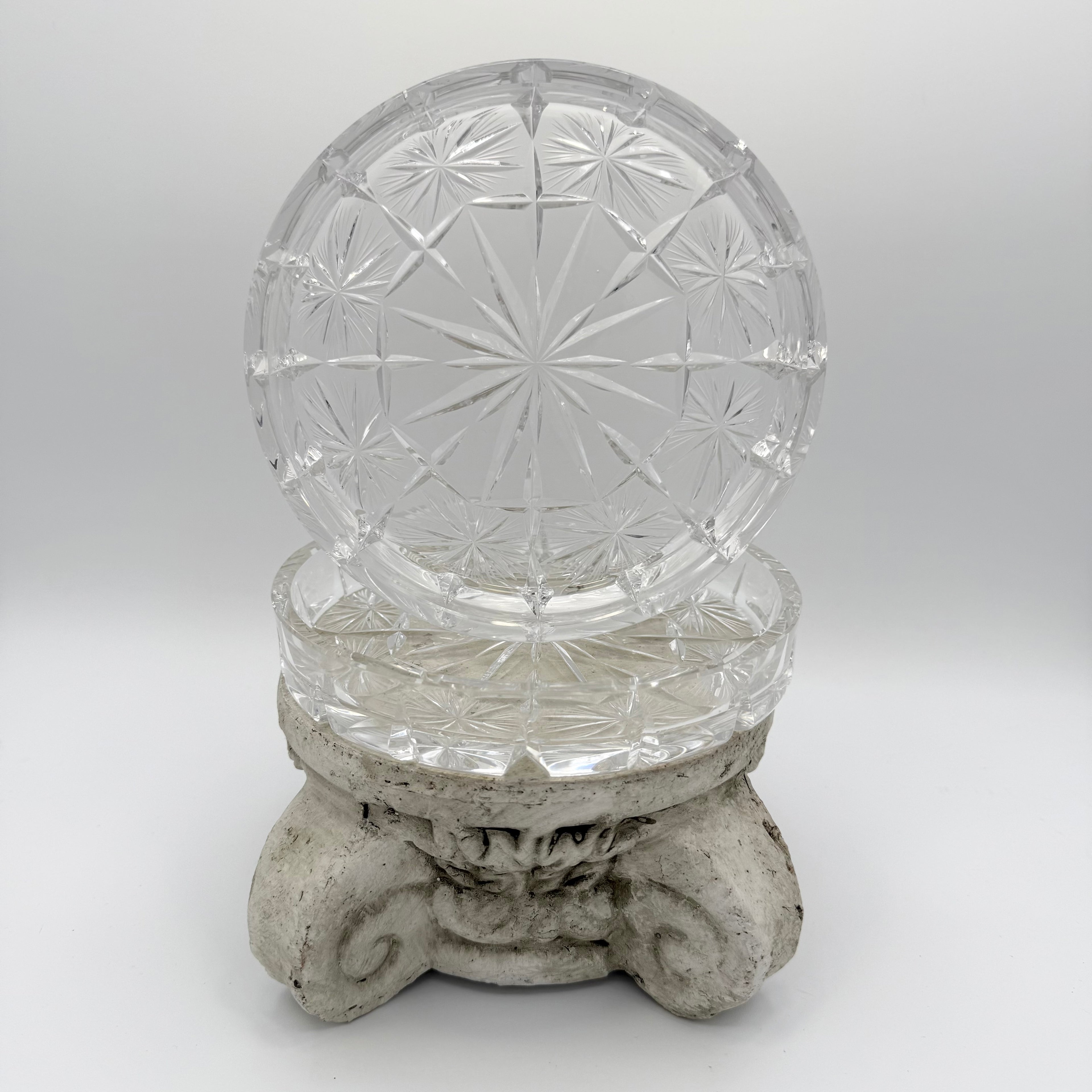 24% Lead Crystal Shallow Round Trinket / Nut Dish, Champagne Coaster, Set of 2