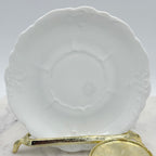 Antique O. & E.G. Royal Austria Ornate White Porcelain Footed Tea Cup and Saucer