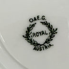 Antique O. & E.G. Royal Austria Ornate White Porcelain Footed Tea Cup and Saucer